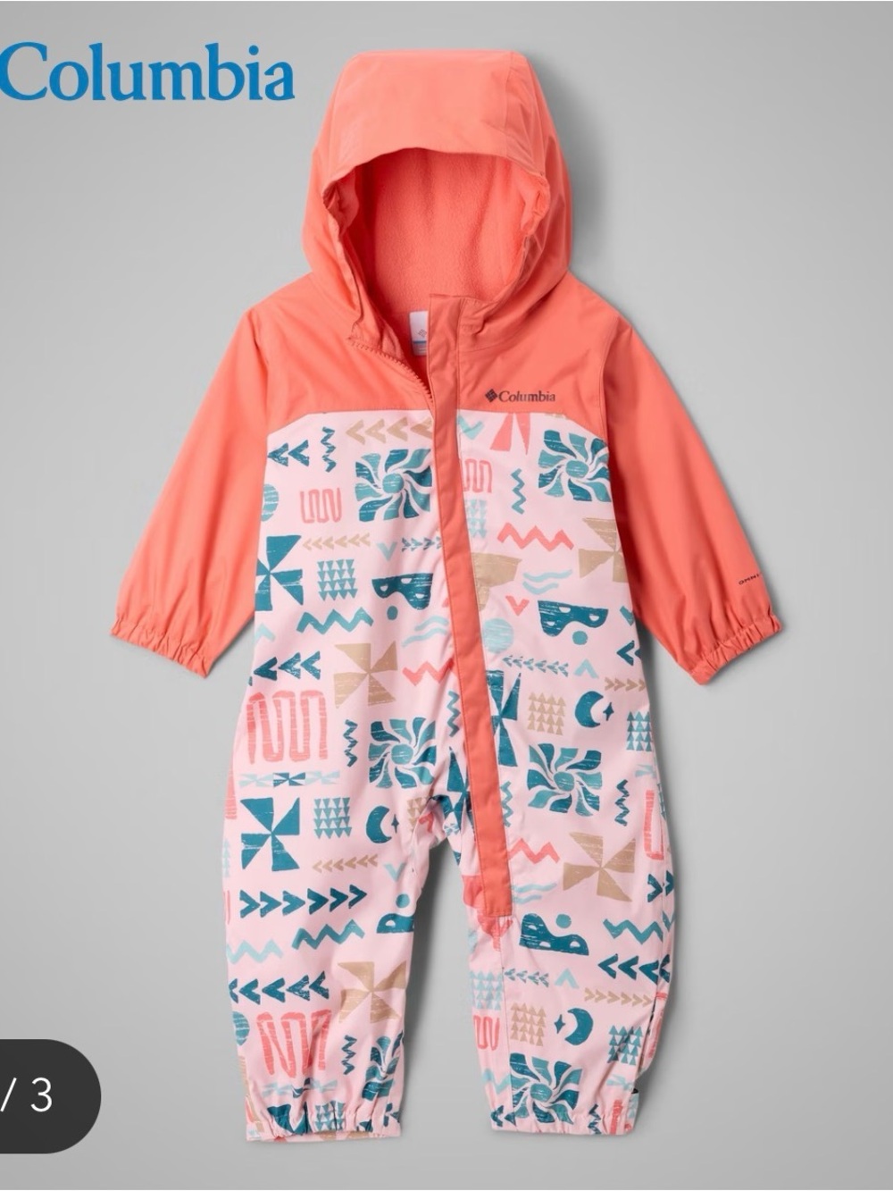 Columbia infant critter jitter rain suit 3-6 months
